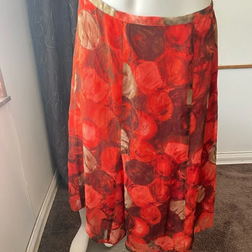 Lane Bryant Orange/Red/Brown Floral flare skirt, size 18/20